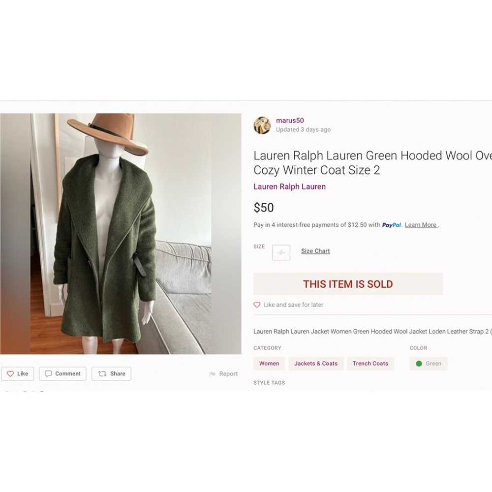 Lauren by Ralph Lauren Wool Hooded Wrap Jacket - Picture 12 of 12